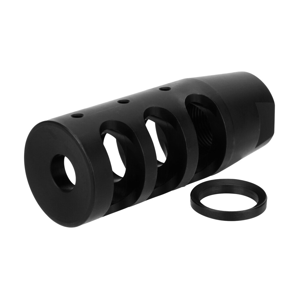 tacfire mz1002n compact compensator black nitride steel with 1/2" 28 tpi threads & 2.50" oal for 5.56x45mm nato ar 15 TacFire MZ1002N Compact Compensator Black Nitride Steel Sports South item 108241