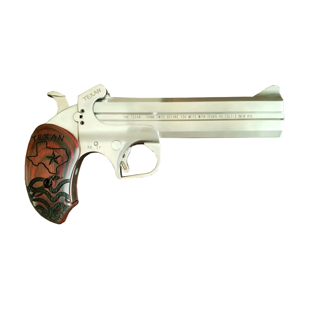 bond arms batx texan original 45 colt/410 gauge 2rd shot 6" extended rosewood grips right hand Bond Arms BATX Texan Original 45 Colt/410 Gauge 2rd Shot 6" Extended Rosewood Grips Right Hand Sports South item 108706