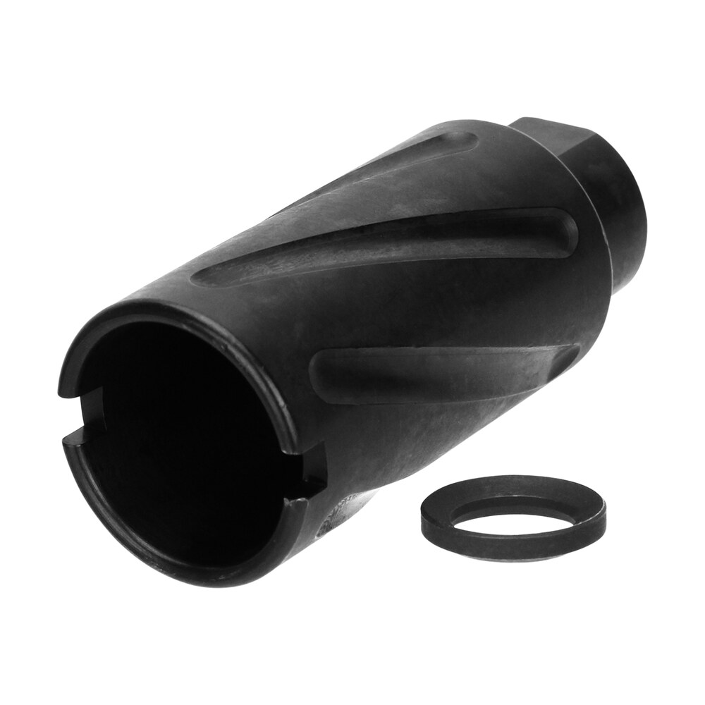 tacfire mz10073b spiral fluted muzzle brake black oxide steel with 5/8" 24 tpi threads, 2.60" oal & 1.12" diameter for 308 win ar 10 TacFire MZ10073B Spiral Fluted Muzzle Brake Black Oxide Steel Sports South item 108754