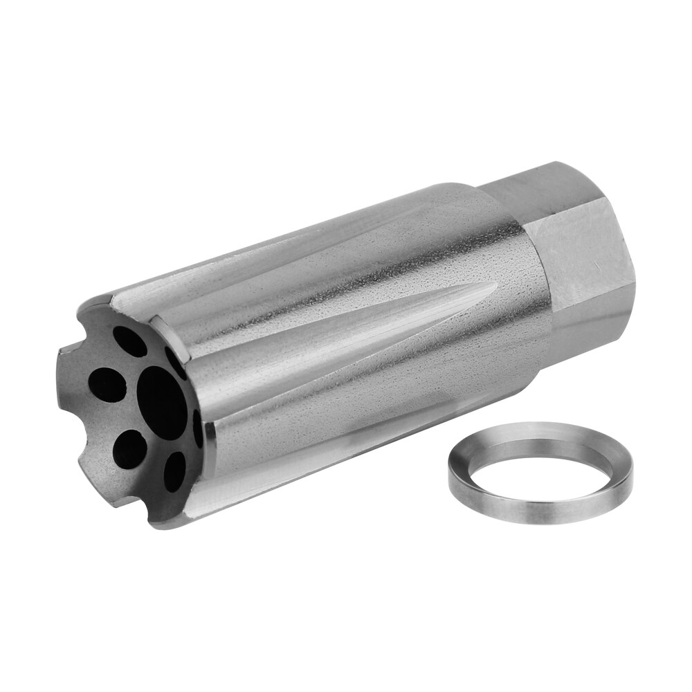 tacfire mz10209mmss linear compensator stainless steel with 1/2" 36 tpi threads, 2.05" oal & 0.87" diameter for 9mm luger ar platform TacFire MZ10209MMSS Linear Compensator Stainless Steel Sports South item 108759