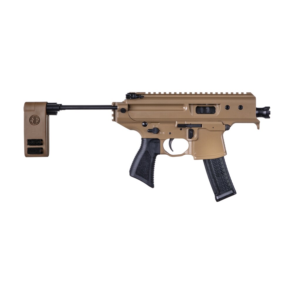 sig sauer pmpx3bch mpx copperhead 9mm luger caliber with 3.50" barrel, 20+1 capacity, coyote elite cerakote metal finish, folding pivoting contour brace stock & black polymer grip ambidextrous hand Sig Sauer PMPX3BCH MPX Copperhead 9mm Luger Caliber Sports South item 108767