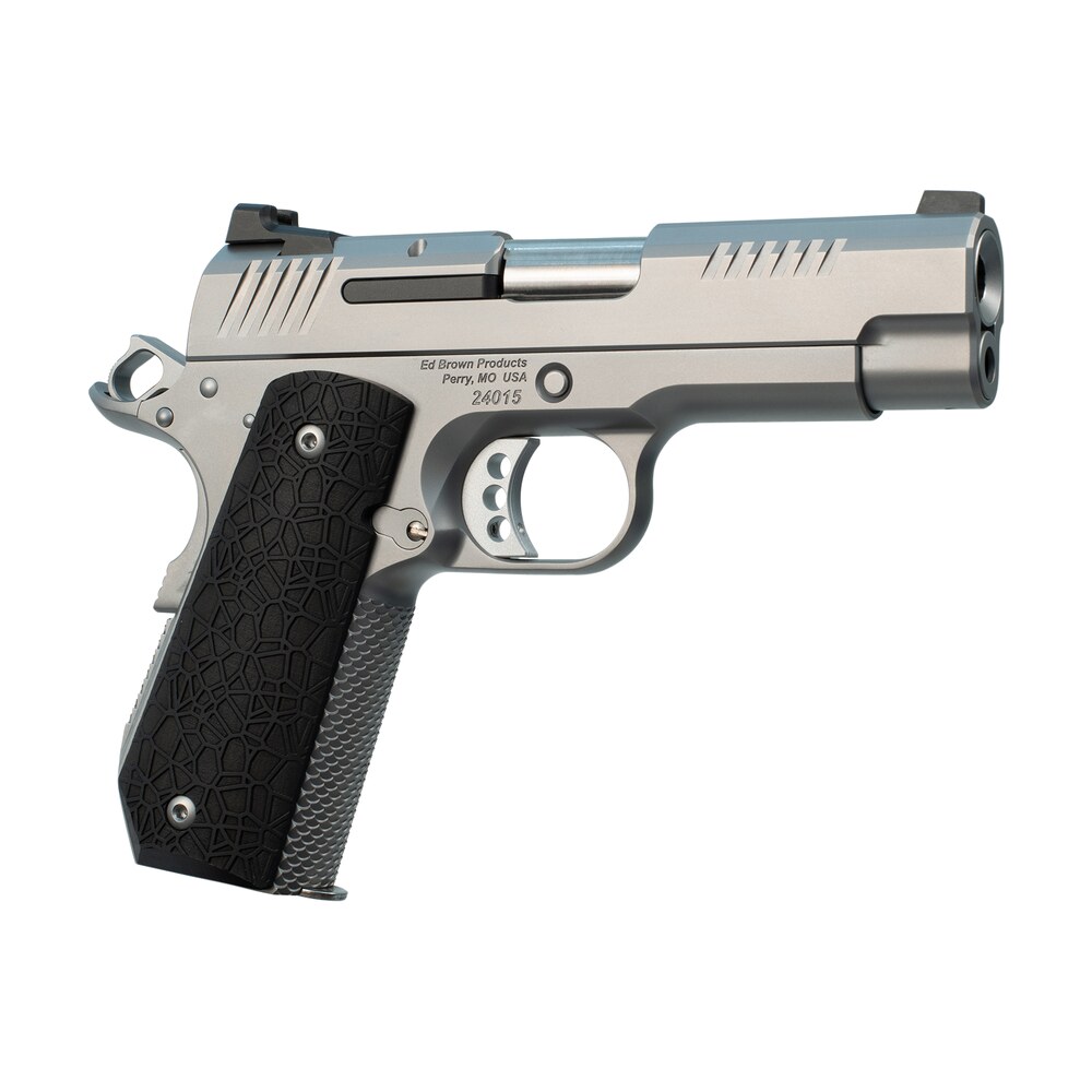 ed brown evokc9 1911 evo kc9 9mm luger 9+1 4" barrel, snakeskin serrated stainless steel bobtail frame, serrated slide w/recessed slide stop, black g10 grip Ed Brown EVOKC9 1911 EVO KC9 9mm Luger 9+1 4" Sports South item 108954