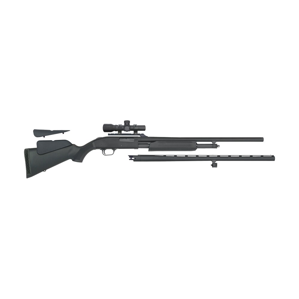 mossberg 54047 500 field/deer pump 20 gauge 5+1 3" 26" vent rib/24" slugster barrels, matte blued metal finish, synthetic dual comb stock, includes accu set chokes & dead ringer 2.5x20mm scope Mossberg 54047 500 Field/Deer Pump 20 Gauge 5+1 3" 26" Vent Rib/24" Slugster Barrels, Matte Sports South item 109191