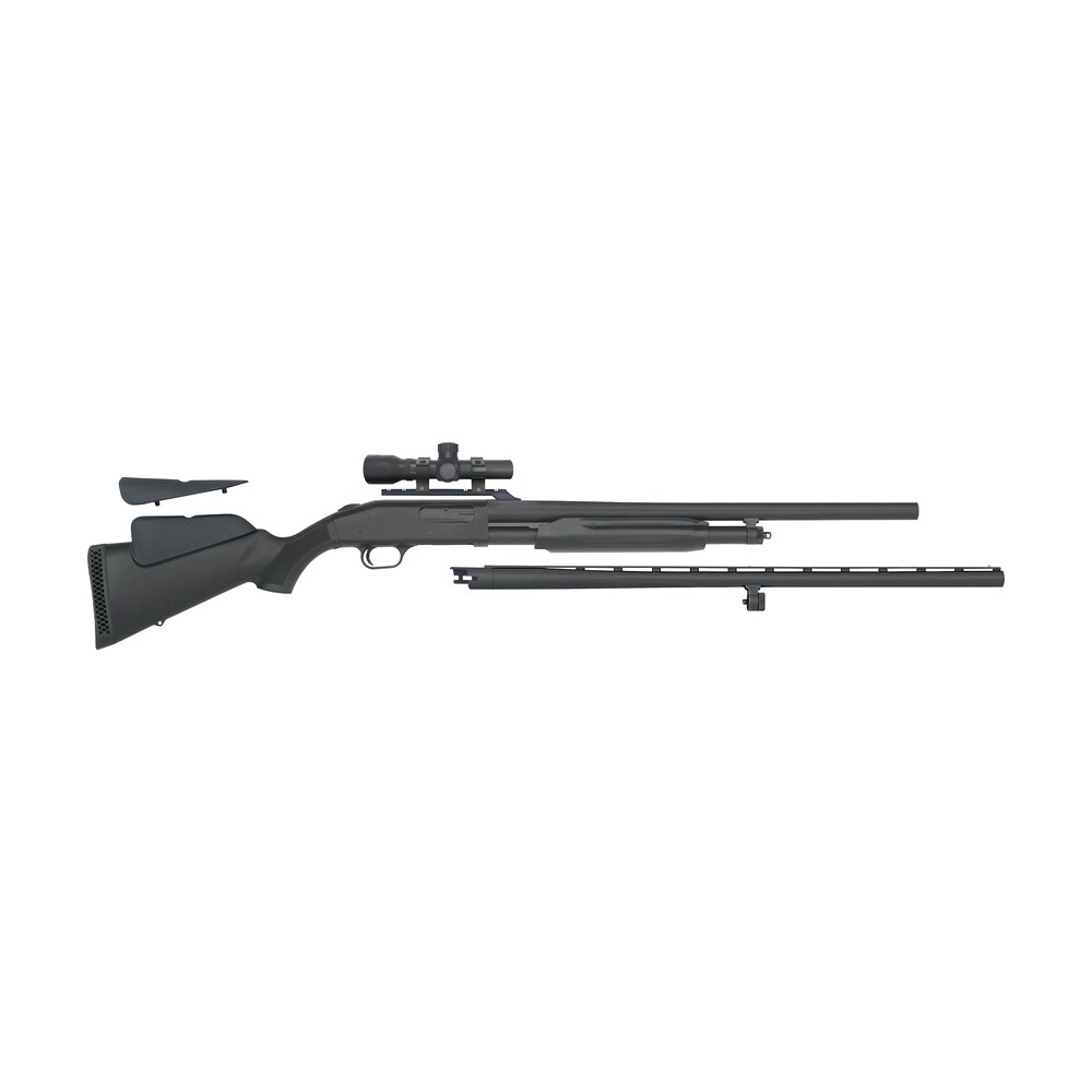 mossberg 58244 500 field/deer 12 gauge 5+1 3" 28" vent rib/24" slugster barrels, blued metal finish, synthetic dual comb stock, includes accu set chokes & 2.5x20mm scope Mossberg 58244 500 Field/Deer 12 Gauge 5+1 3" 28" Vent Rib/24" Slugster Barrels, Blued Metal Sports South item 109571