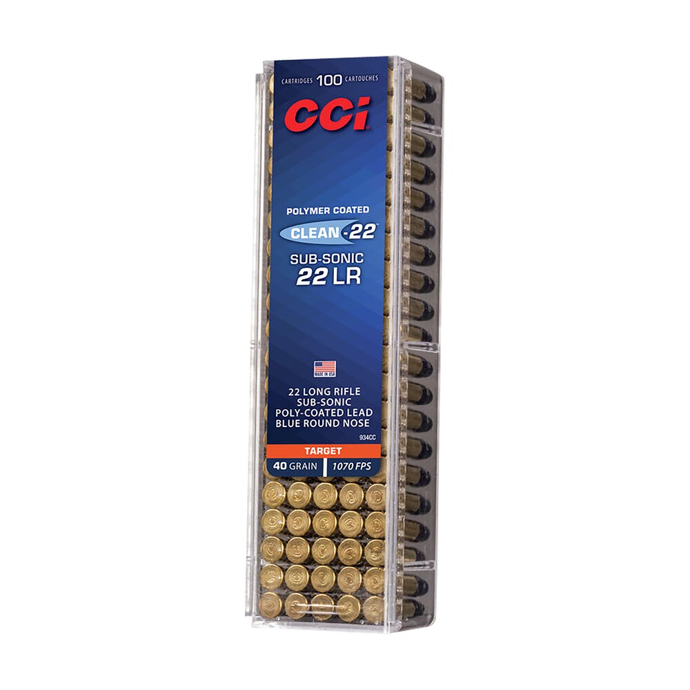cci 934cc clean 22 subsonic 22lr 40gr lead round nose 100 per box/50 case CCI 934CC Clean-22 Subsonic 22LR 40gr Lead Round Nose 100 Per Box/50 Case Sports South item 109594