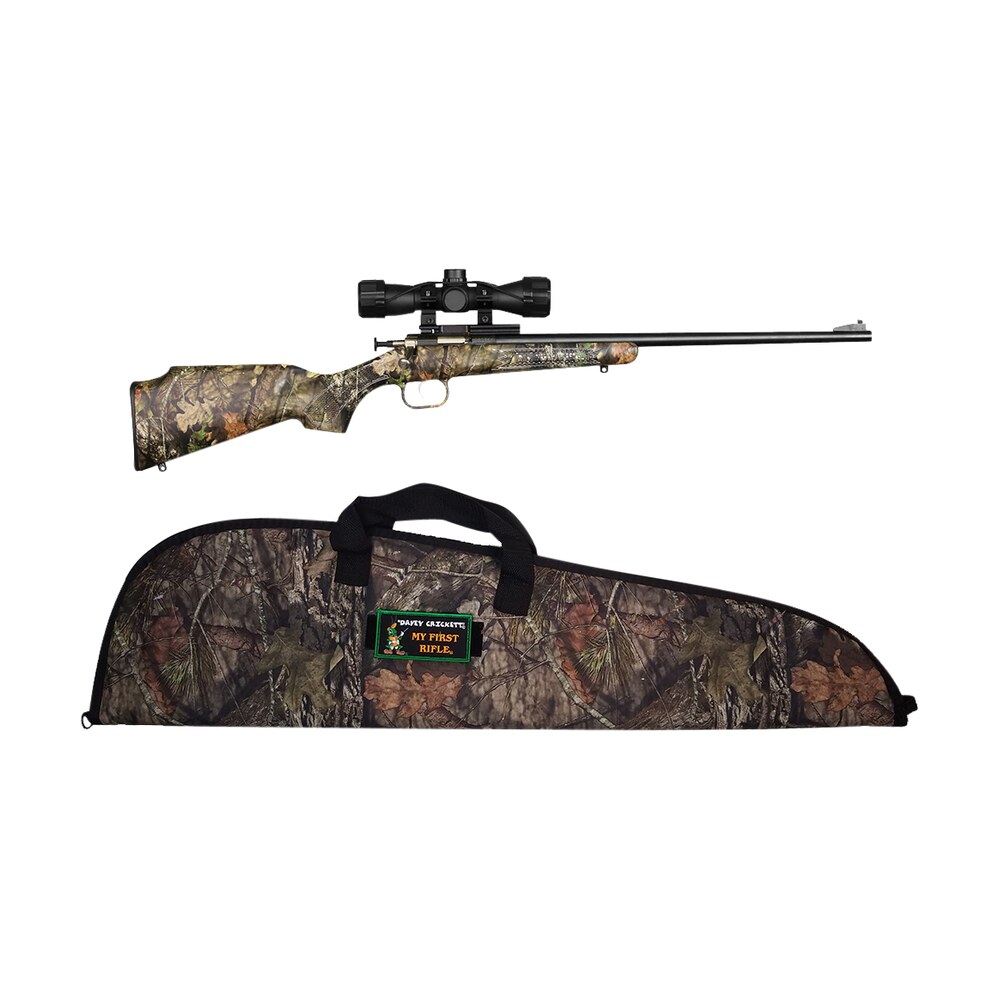 crickett ksa2163bsc youth package 22 lr 1rd 16.12" blued barrel/receiver, mossy oak break up synthetic stock, rebounding firing pin safety includes 4x32mm scope, scope mount & soft case Crickett KSA2163BSC Youth Package 22 LR 1rd 16.12" Blued Barrel/Receiver, Mossy Oak Break-Up Sports South item 109751