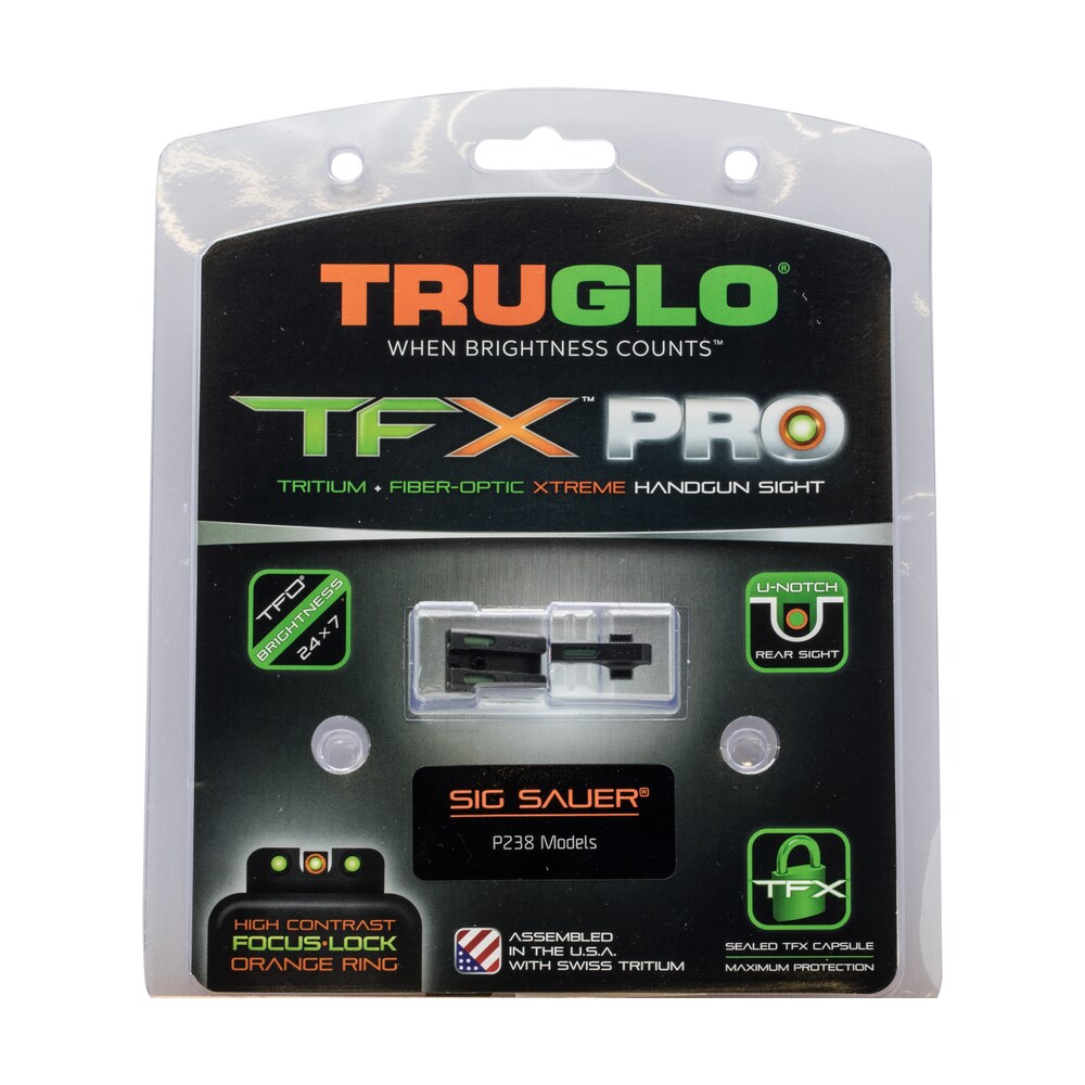 truglo tg13sg3pc tfx pro black | green tritium & fiber optic orange outline front sight green tritium & fiber optic rear sight TruGlo TG13SG3PC TFX Pro Black | Green Tritium & Fiber Optic Orange Outline Front Sight Sports South item 109916