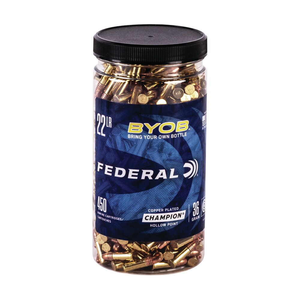 federal 750btl450 champion training byob 22lr 36gr copper plated hollow point 450 per box/8 case Federal 750BTL450 Champion Training BYOB 22LR 36gr Copper Plated Hollow Point 450 Per Box/8 Sports South item 110403