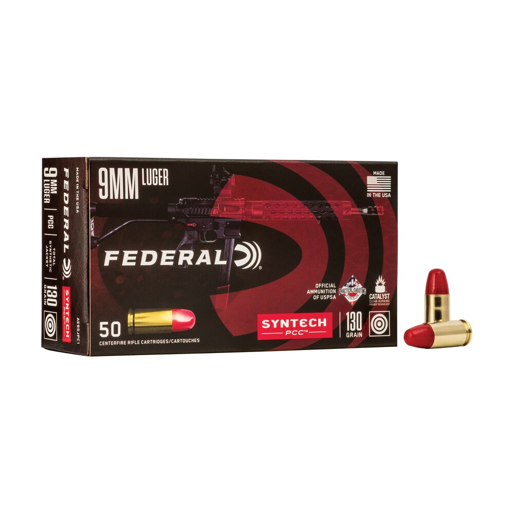 federal ae9sjpc1 american eagle syntech pcc 9mmluger 130gr total syntech jacket flat nose 50 per box/10 case Federal AE9SJPC1 American Eagle Syntech PCC 9mmLuger 130gr Total Syntech Jacket Flat Nose 50 Sports South item 110406