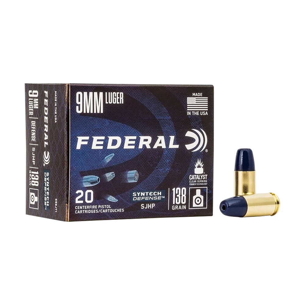 federal s9sjt1 syntech defense 9mmluger 138gr segmented jacketed hollow point 20 per box/10 case Federal S9SJT1 Syntech Defense 9mmLuger 138gr Segmented Jacketed Hollow Point 20 Per Box/10 Sports South item 110411