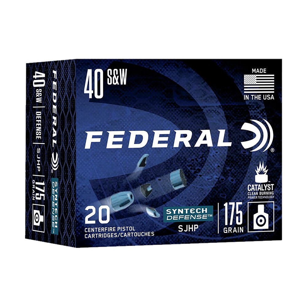 federal s40sjt1 syntech defense 40s&w 175gr segmented jacketed hollow point 20 per box/10 case Federal S40SJT1 Syntech Defense 40S&W 175gr Segmented Jacketed Hollow Point 20 Per Box/10 Sports South item 110417