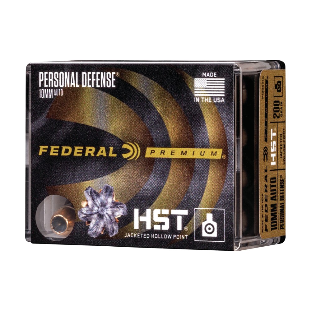 federal p10hst1s premium personal defense 10mmauto 200gr hst jacketed hollow point 20 per box/10 case Federal P10HST1S Premium Personal Defense 10mmAuto 200gr HST Jacketed Hollow Point 20 Per Sports South item 110418