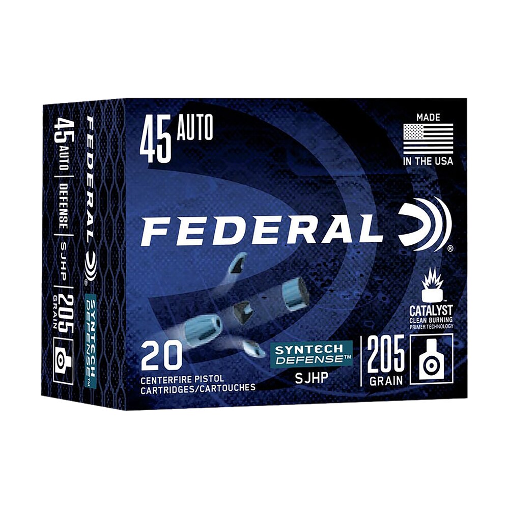 federal s45sjt1 syntech defense 45acp 205gr segmented jacketed hollow point 20 per box/10 case Federal S45SJT1 Syntech Defense 45ACP 205gr Segmented Jacketed Hollow Point 20 Per Box/10 Case Sports South item 110422