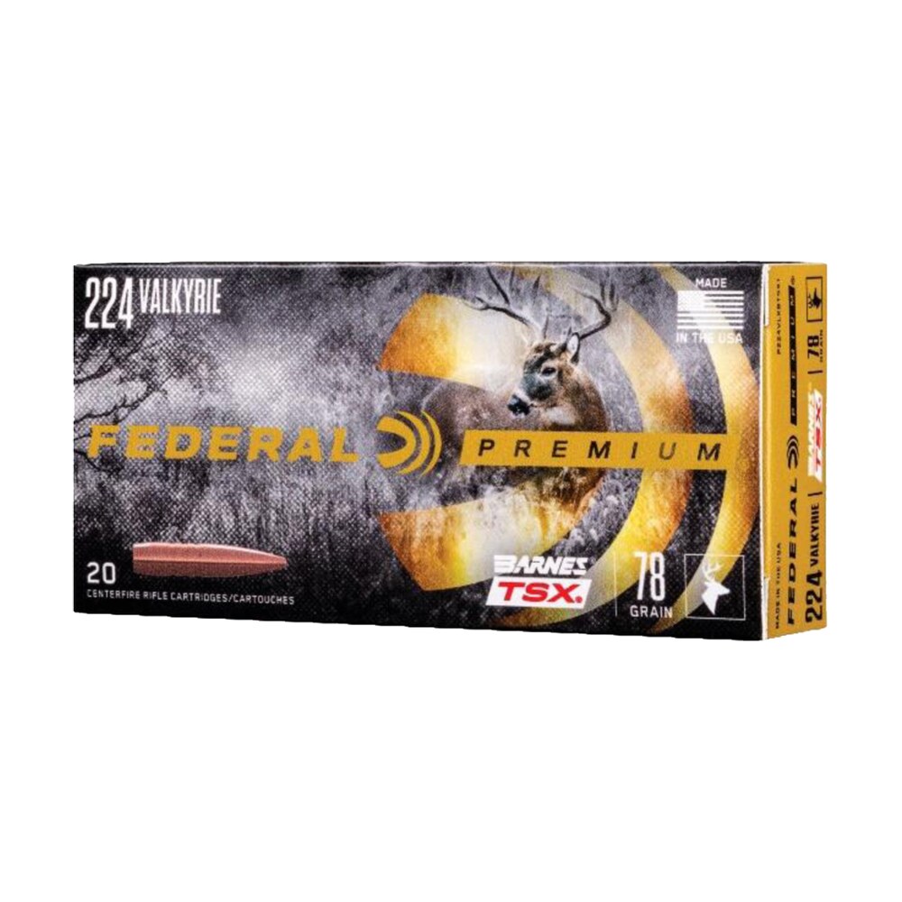 federal p224vlkbtsx1 premium 224valkyrie 78gr barnes tsx 20 per box/10 case Federal P224VLKBTSX1 Premium 224Valkyrie 78gr Barnes TSX 20 Per Box/10 Case Sports South item 110431