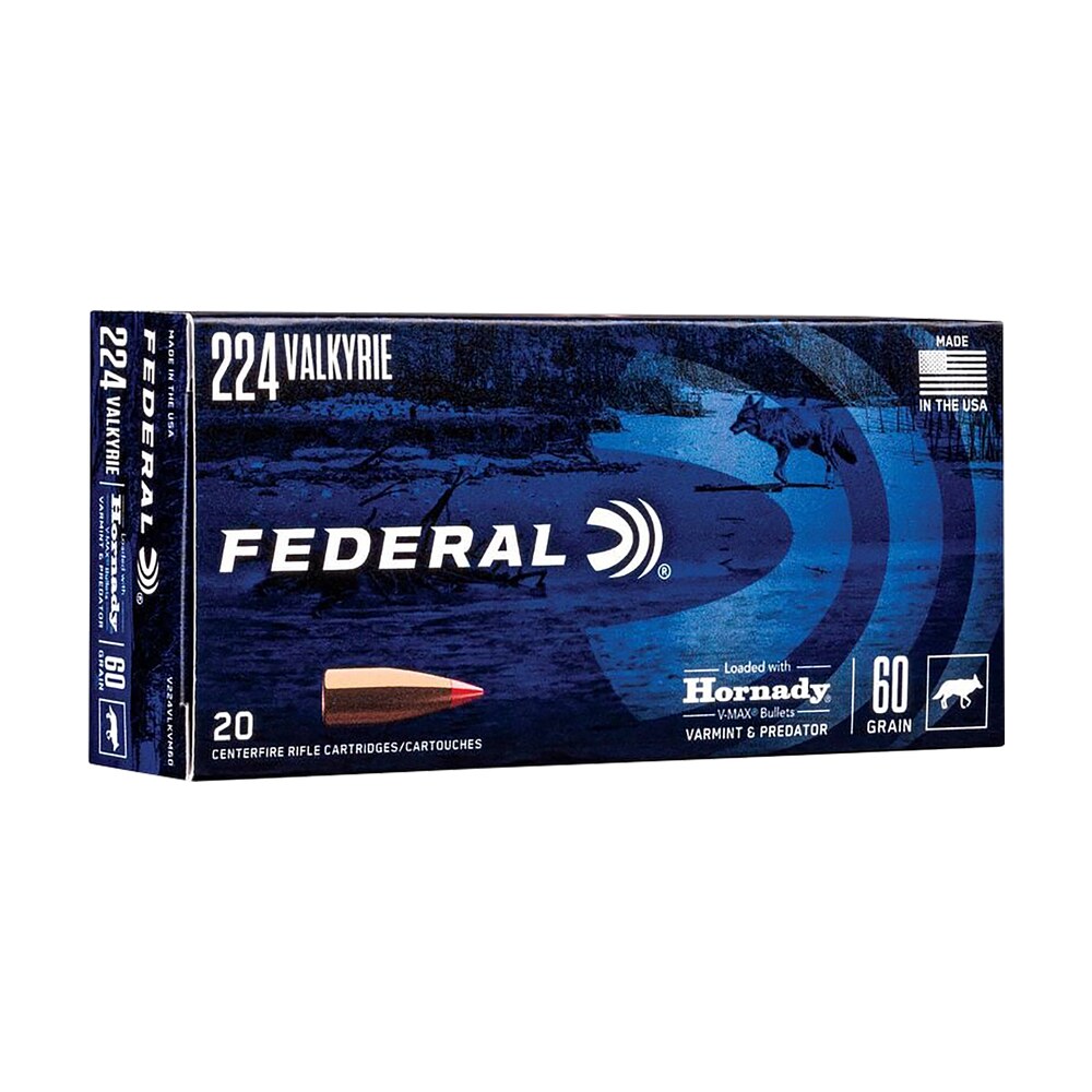 federal v224vlkvm60 varmint & predator 224valkyrie 60gr hornady v max 20 per box/10 case Federal V224VLKVM60 Varmint & Predator 224Valkyrie 60gr Hornady V-Max 20 Per Box/10 Case Sports South item 110434