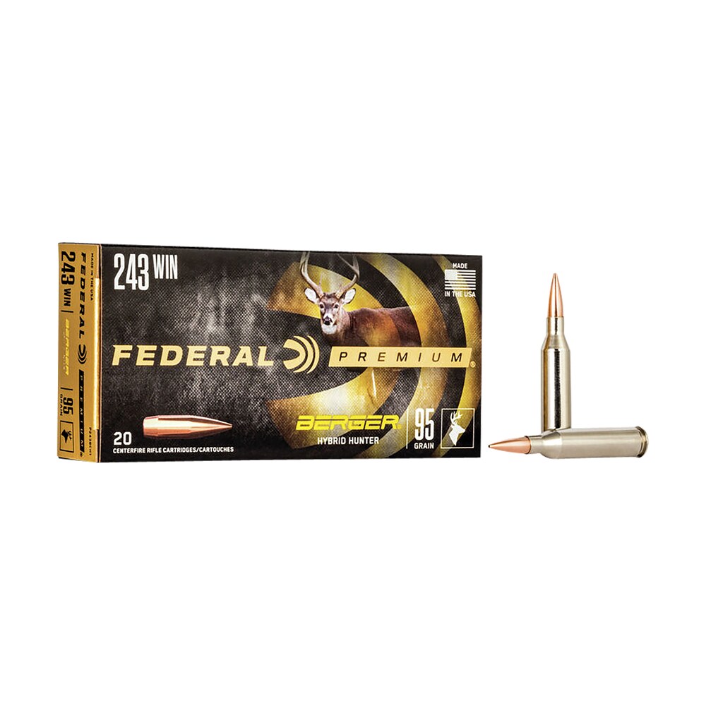 federal p243bch1 premium 243win 95gr berger hybrid hunter 20 per box/10 case Federal P243BCH1 Premium 243Win 95gr Berger Hybrid Hunter 20 Per Box/10 Case Sports South item 110436