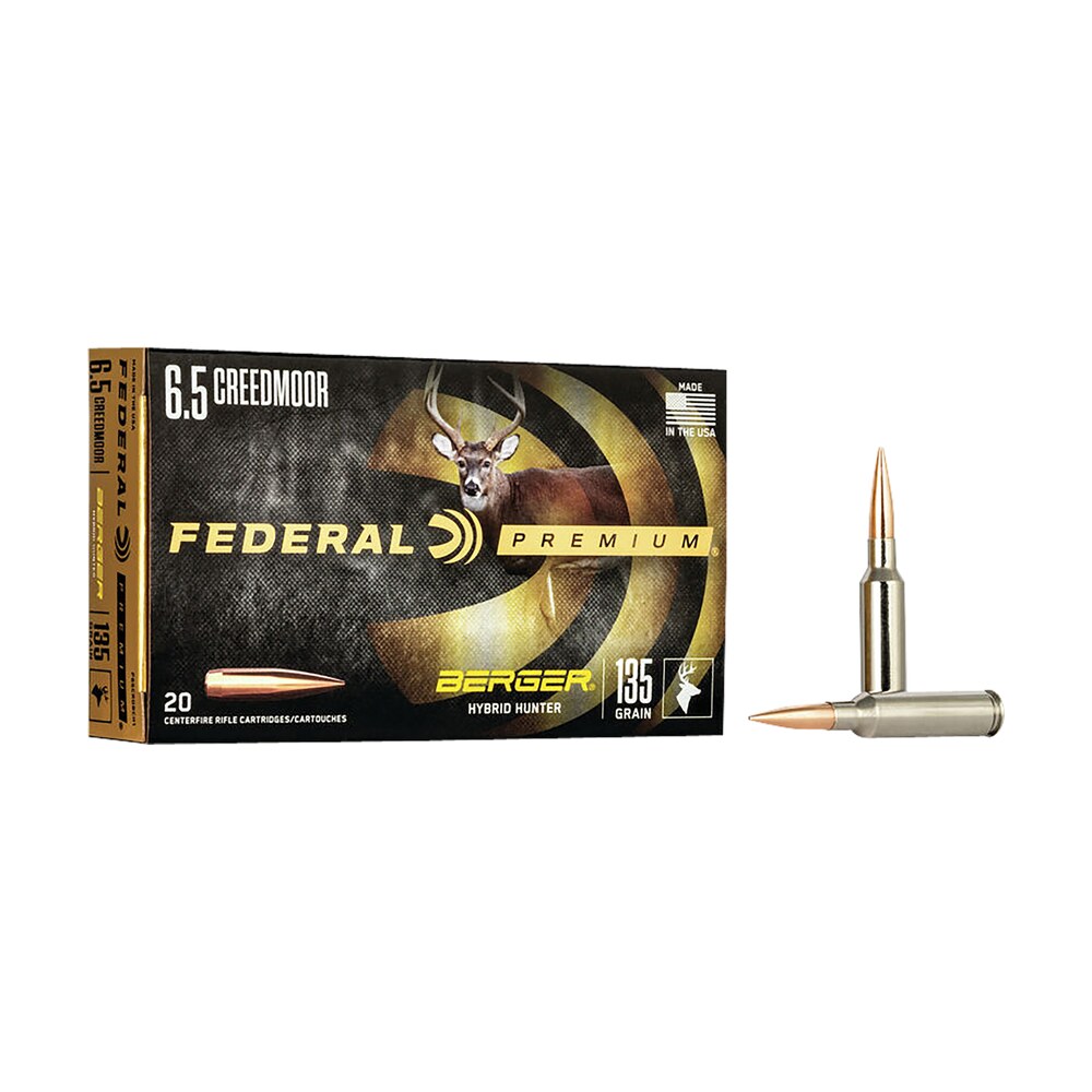 federal p65crdbch1 premium 6.5creedmoor 135gr berger hybrid hunter 20 per box/10 case Federal P65CRDBCH1 Premium 6.5Creedmoor 135gr Berger Hybrid Hunter 20 Per Box/10 Case Sports South item 110442