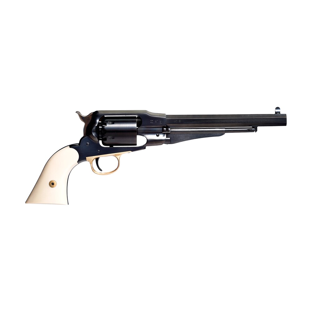 taylors & company 550778 1858 remington sodbuster uberti 44 cal 6 shot percussion 8" blued octagon barrel, blued cylinder & steel frame, ivory polymer grip Taylors & Company 550778 1858 Remington Sodbuster Uberti 44 Cal 6 Shot Percussion 8" Blued Sports South item 110600