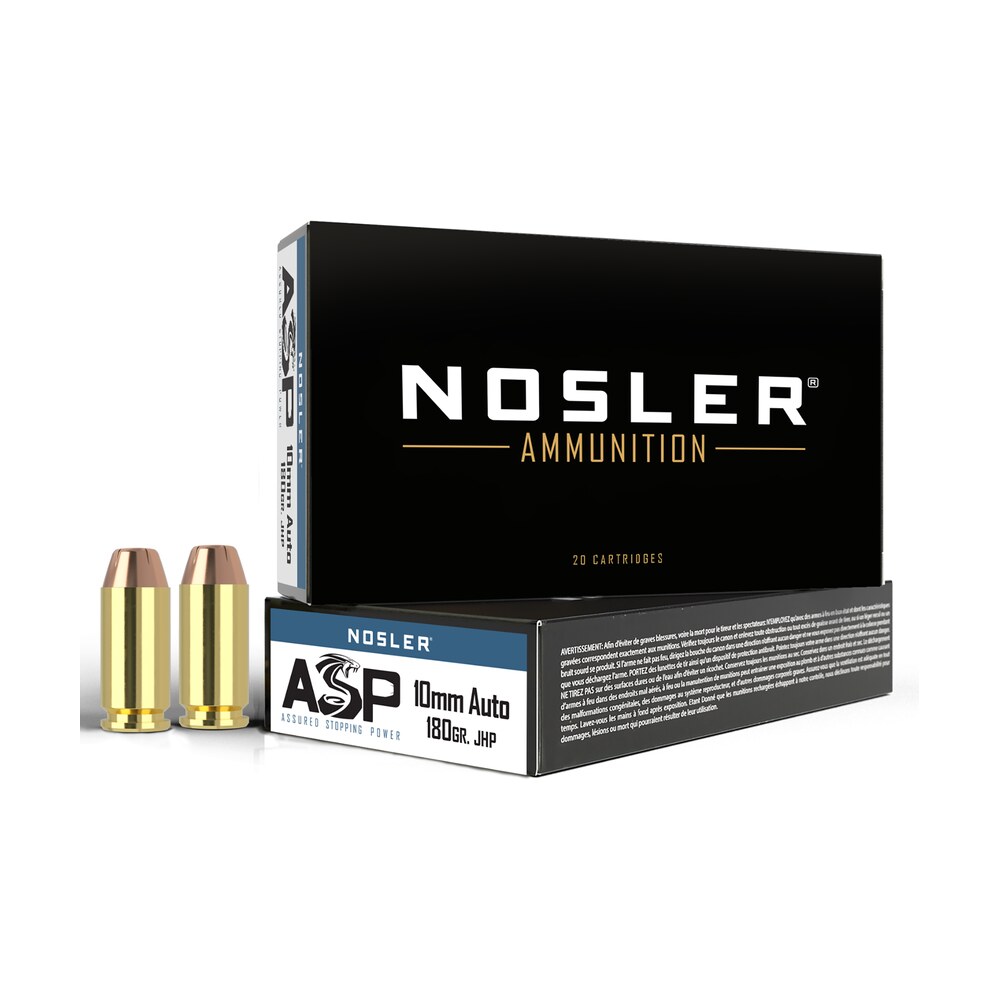 nosler 51412 assured stopping power handgun 10mmauto 180gr jacketed hollow point 50 per box/10 case Nosler 51412 Assured Stopping Power Handgun 10mmAuto 180gr Jacketed Hollow Point 50 Per Box/10 Sports South item 110682