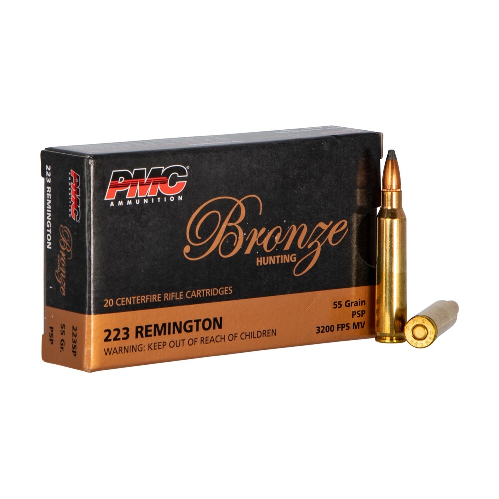 pmc 223sp bronze 223rem 55gr pointed soft point 20 per box/10 case PMC 223SP Bronze 223Rem 55gr Pointed Soft Point 20 Per Box/10 Case Sports South item 111492