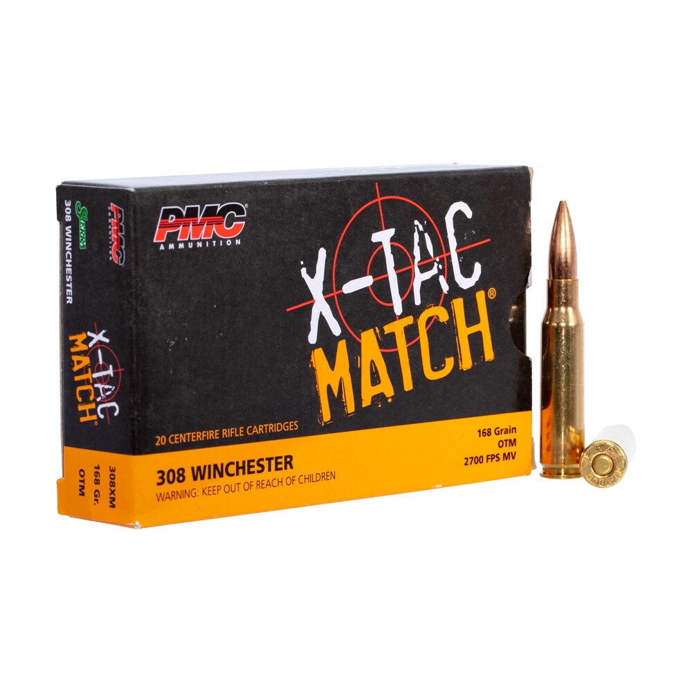 pmc 308xm x tac match 308win 168gr open tip match 20 per box/10 case PMC 308XM X-Tac Match 308Win 168gr Open Tip Match 20 Per Box/10 Case Sports South item 111495