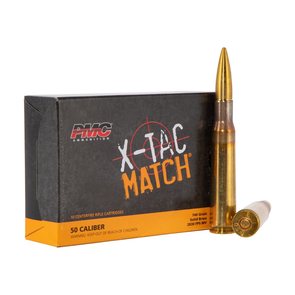 pmc 50xm x tac match 50bmg 740gr solid brass 10 per box/20 case PMC 50XM X-Tac Match 50BMG 740gr Solid Brass 10 Per Box/20 Case Sports South item 111496