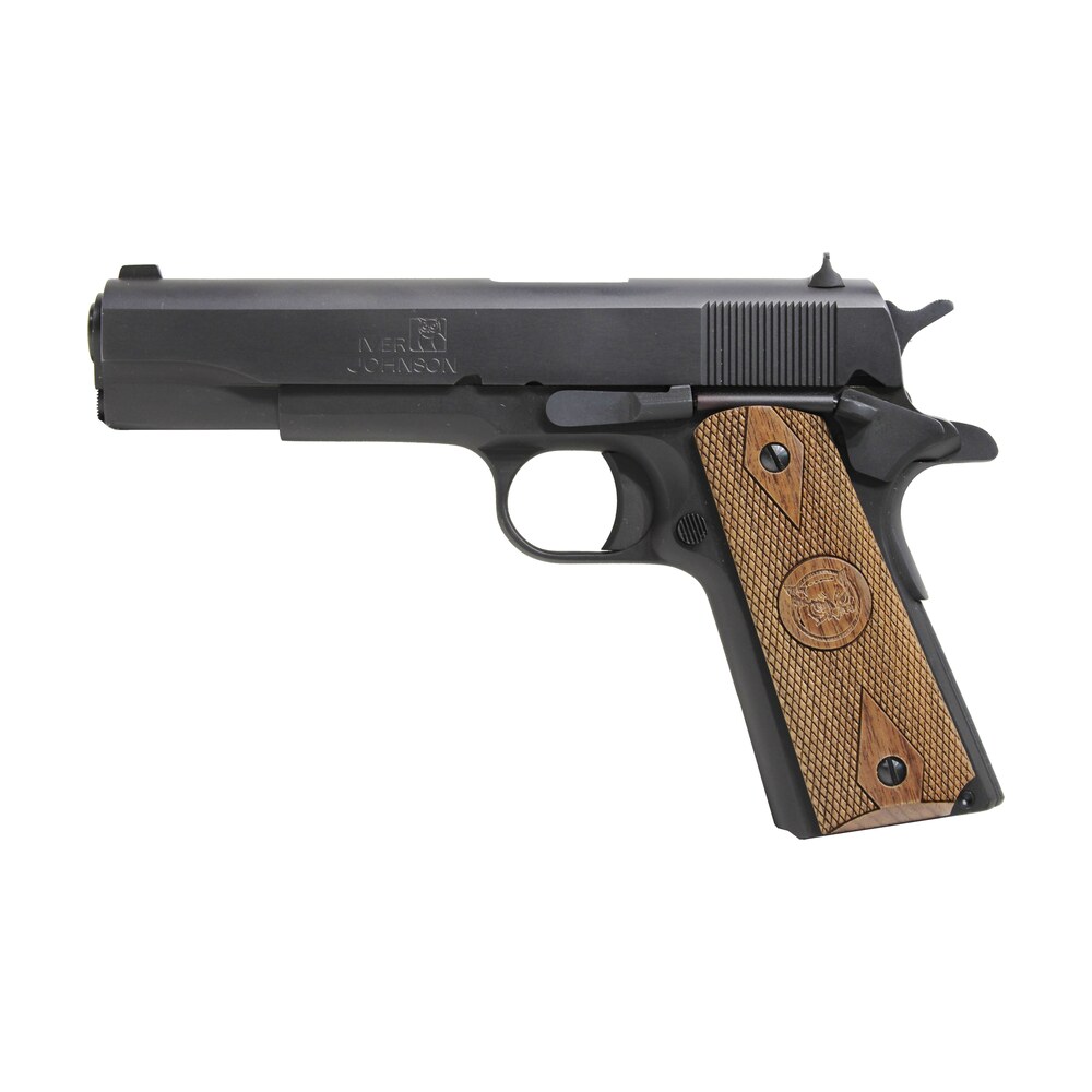 iver johnson arms 1911a19 1911 a1 9mm luger 9+1 5" black steel barrel, matte black serrated steel slide, matte black steel frame w/beavertail, checkered double diamond walnut grip Iver Johnson Arms 1911A19 1911 A1 9mm Luger 9+1 5" Black Steel Sports South item 111723
