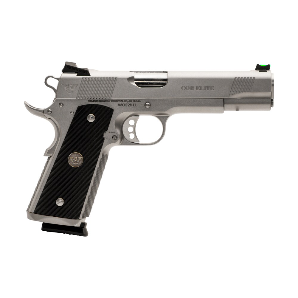 wilson combat cqbefs45ss cqb elite 45 acp 8+1 5" stainless match grade barrel, serrated stainless steel slide, stainless steel frame w/beavertail, black g10 starburst grip Wilson Combat CQBEFS45SS CQB Elite 45 ACP 8+1 5" Stainless Match Grade Sports South item 111851