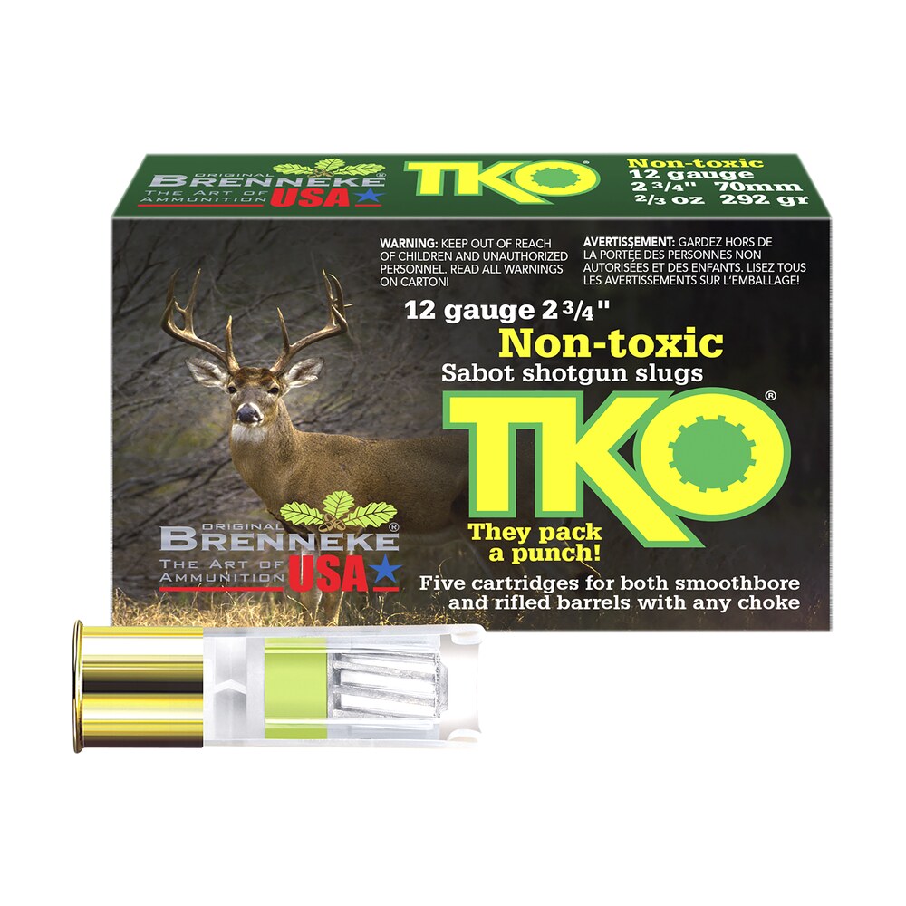 brenneke sl122tko tko 12gauge 2.75" 2/3oz slug shot 5 per box/50 case Brenneke SL122TKO TKO 12Gauge 2.75" 2/3oz Slug Shot 5 Per Box/50 Case Sports South item 111855