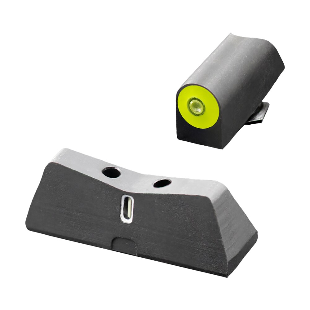 xs sights gl0011s5y dxt2 big dot night sights fits glock black | green tritium yellow outline front sight green tritium white outline bar rear sight XS Sights GL0011S5Y DXT2 Big Dot Night Sights Sports South item 112244