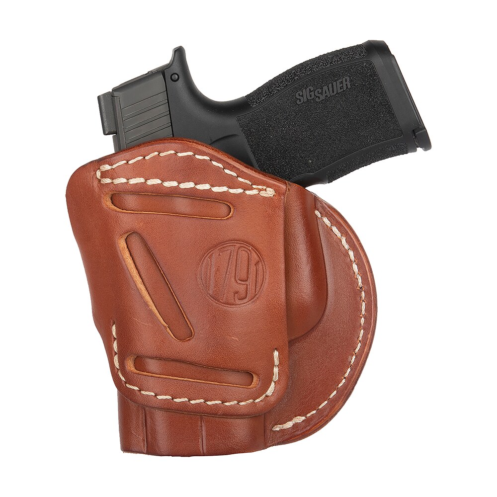 1791 gunleather 4wh3cbrr 4 way iwb/owb size 03 classic brown leather belt clip compatible w/glock 26/ruger lc9/s&w m&p shield 2.0 9/40 right hand 1791 Gunleather 4WH3CBRR 4-Way IWB/OWB Size 03 Classic Brown Leather Belt Clip Compatible Sports South item 112344