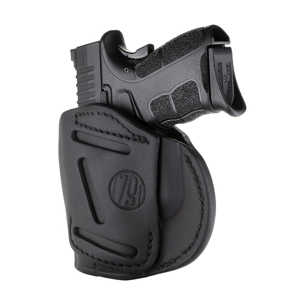 1791 gunleather 4wh4sblr 4 way iwb/owb size 04 stealth black leather belt clip compatible w/glock 26/springfield xd/xds/s&w m&p shield plus right hand 1791 Gunleather 4WH4SBLR 4-Way IWB/OWB Size 04 Stealth Black Leather Belt Clip Compatible Sports South item 112345