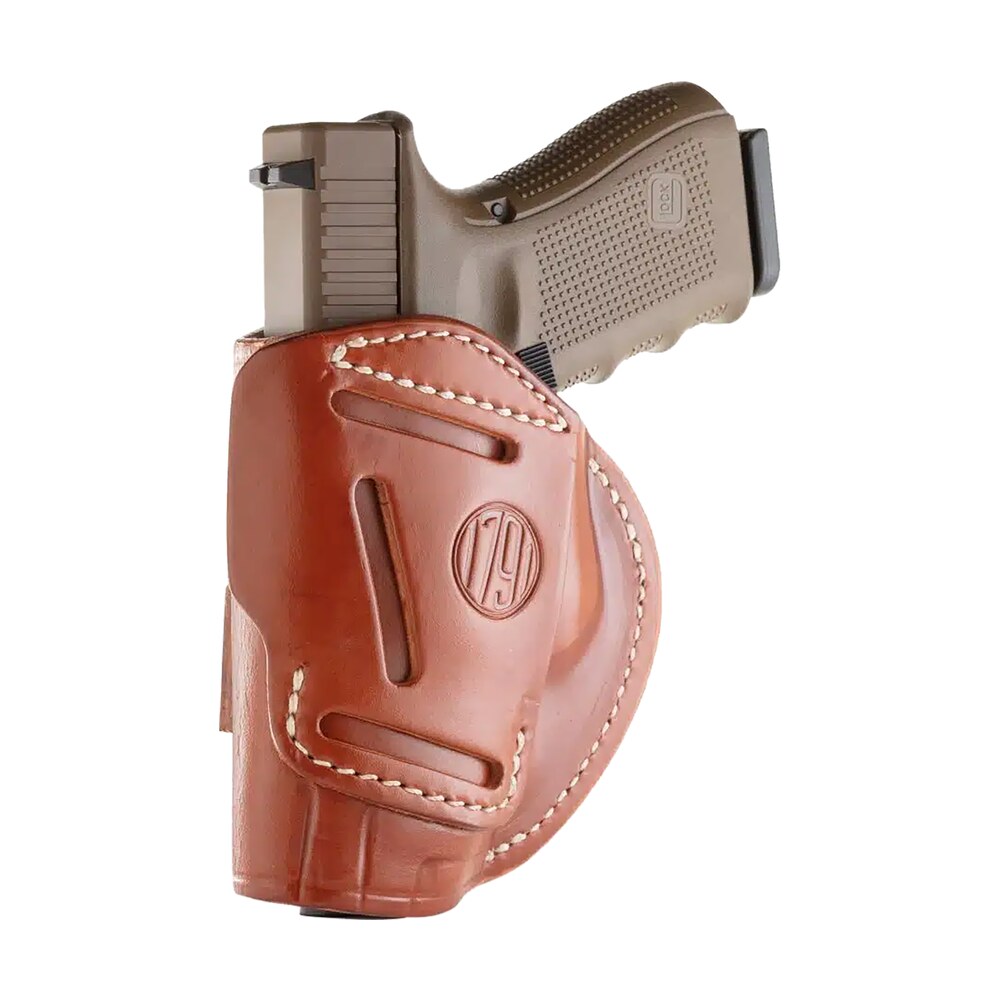 1791 gunleather 4wh5cbrr 4 way iwb/owb 05 classic brown leather belt clip fits s&w m&p/springfield xd/glock 17/hk vp9 1791 Gunleather 4WH5CBRR 4-Way IWB/OWB 05 Classic Brown Leather Belt Clip Sports South item 112350