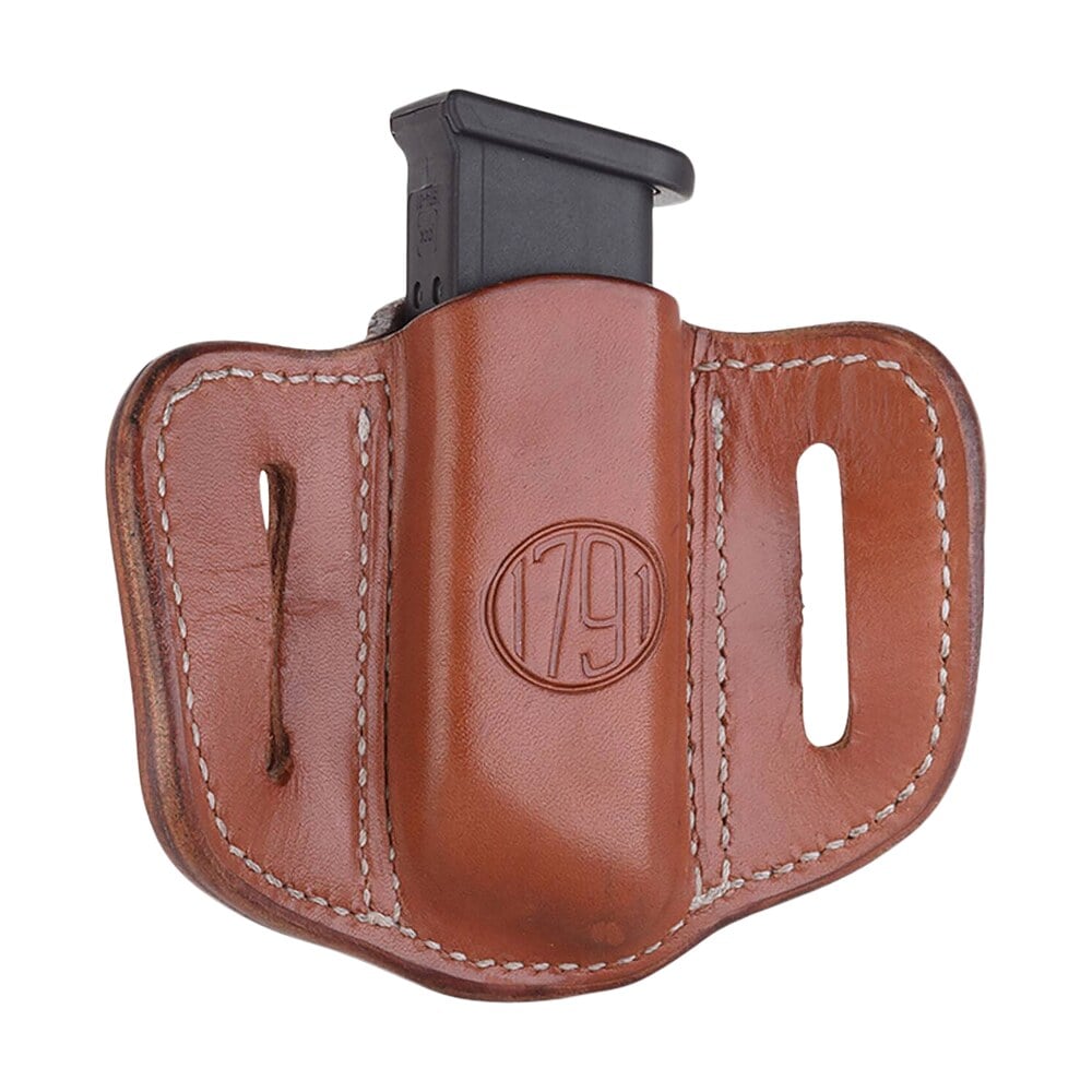 1791 gunleather mag12cbra mag1.2 single mag holster classic brown leather belt slide compatible w/ double stack ambidextrous 1791 Gunleather MAG12CBRA MAG1.2 Single Mag Holster Classic Brown Leather Belt Slide Compatible Sports South item 112424