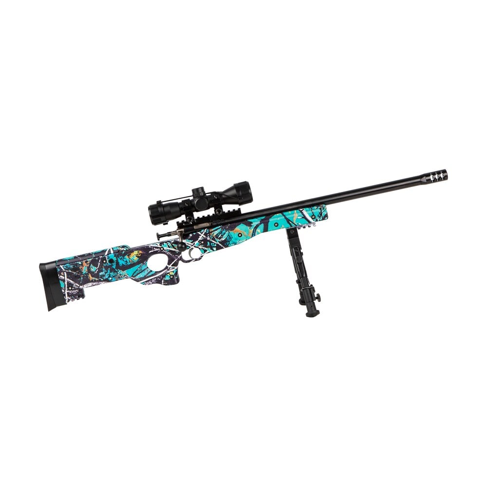 crickett ksa2149 precision package youth 22 lr 1rd 16.12" threaded bull barrel w/muzzle brake, adjustable cheek comb muddy girl serenity synthetic stock, 10 3/8" 11 1/8" lop, integrated buttstock & fo Crickett KSA2149 Precision Package Youth 22 LR 1rd 16.12" Threaded Bull Barrel Sports South item 112471