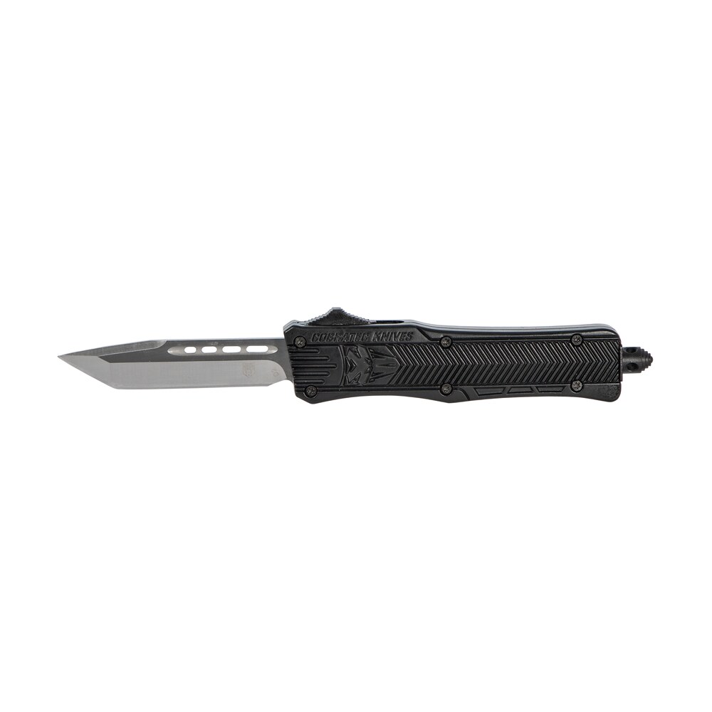 cobratec knives sbctk1stns ctk 1 small 2.75" otf tanto plain black d2 steel blade/black aluminum handle features glass breaker includes pocket clip CobraTec Knives SBCTK1STNS CTK-1 Small 2.75" OTF Tanto Plain Black D2 Steel Blade/Black Sports South item 112474