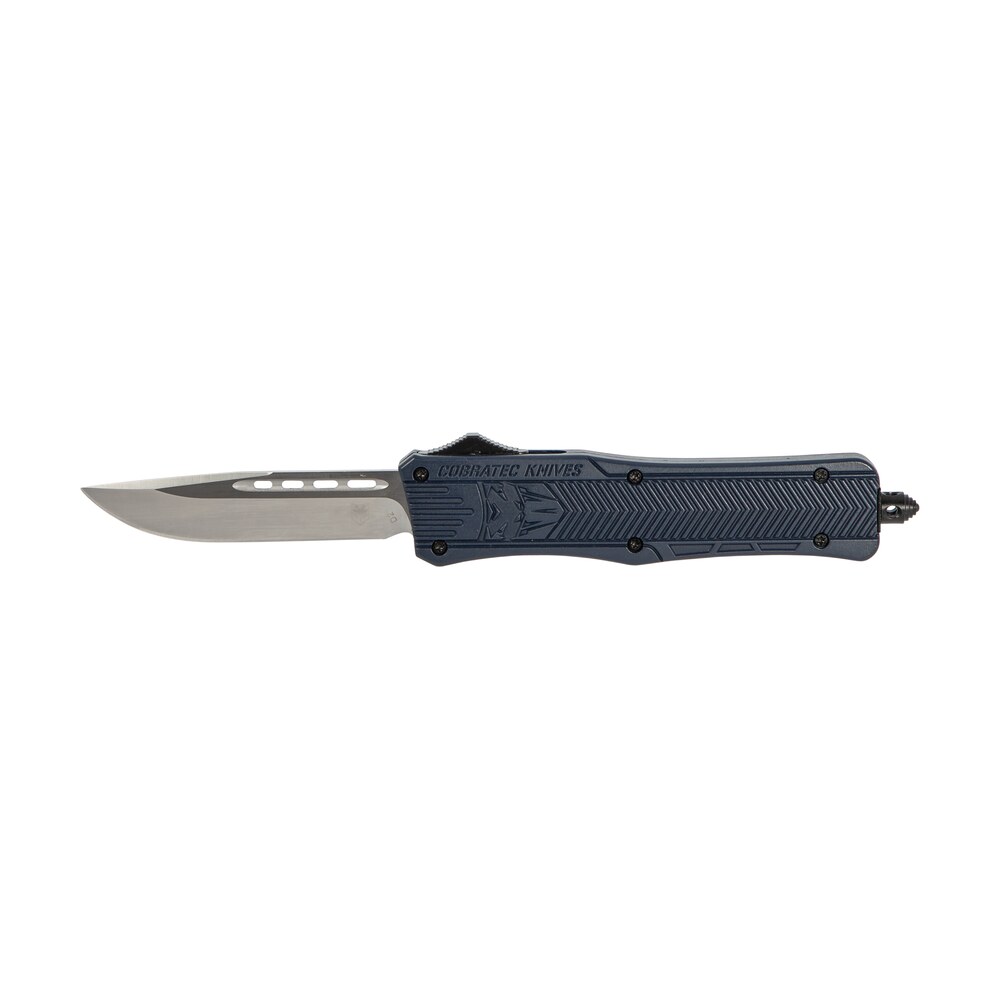 cobratec knives mnyctk1mdns ctk 1 medium 3" otf drop point plain d2 steel blade/nypd blue aluminum handle features glass breaker includes pocket clip CobraTec Knives MNYCTK1MDNS CTK-1 Medium 3" OTF Drop Point Plain D2 Steel Blade/NYPD Blue Sports South item 112497