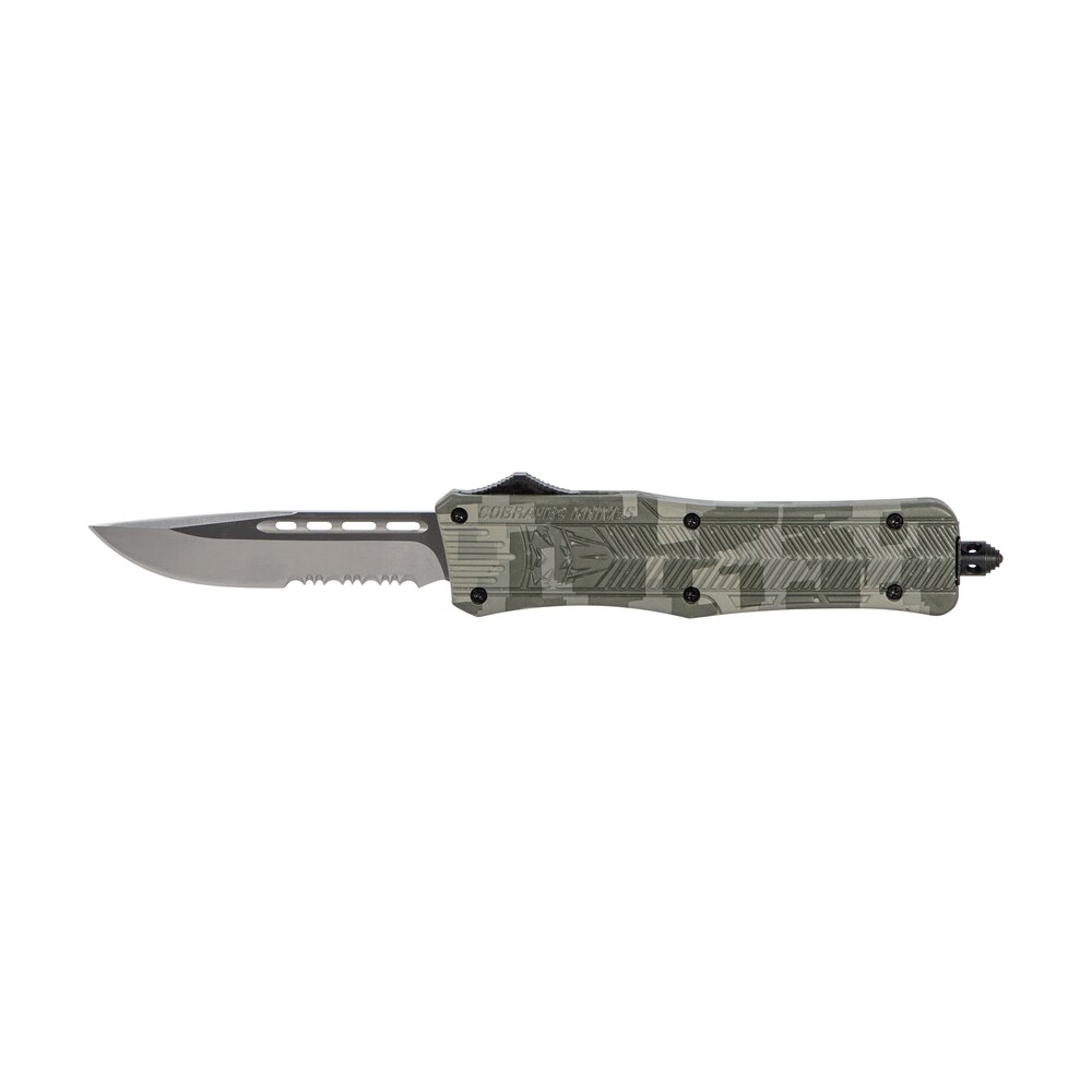 cobratec knives madcctk1mds ctk 1 medium 3" otf part serrated d2 steel blade army digicamo aluminum handle features glass breaker includes pocket clip CobraTec Knives MADCCTK1MDS CTK-1 Medium 3" OTF Part Serrated D2 Steel Blade Army DigiCamo Sports South item 112501