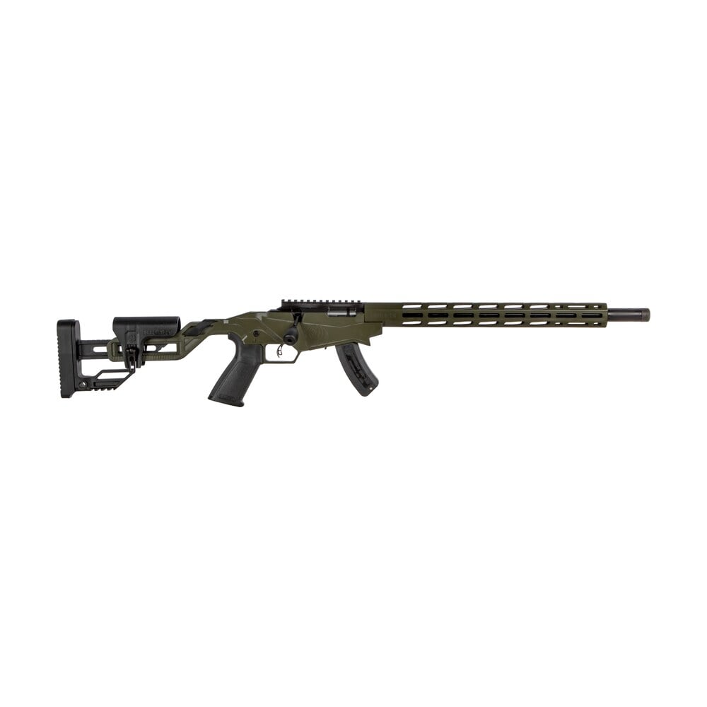 ruger 8409 precision rimfire 22 lr 15+1 18" threaded 1137 alloy steel barrel, exclusive od green cerakote finish, adjustable quick fit precision stock, 30 moa picatinny rail, optics ready Ruger 8409 Precision Rimfire 22 LR 15+1 18" Threaded 1137 Alloy Steel Sports South item 112513