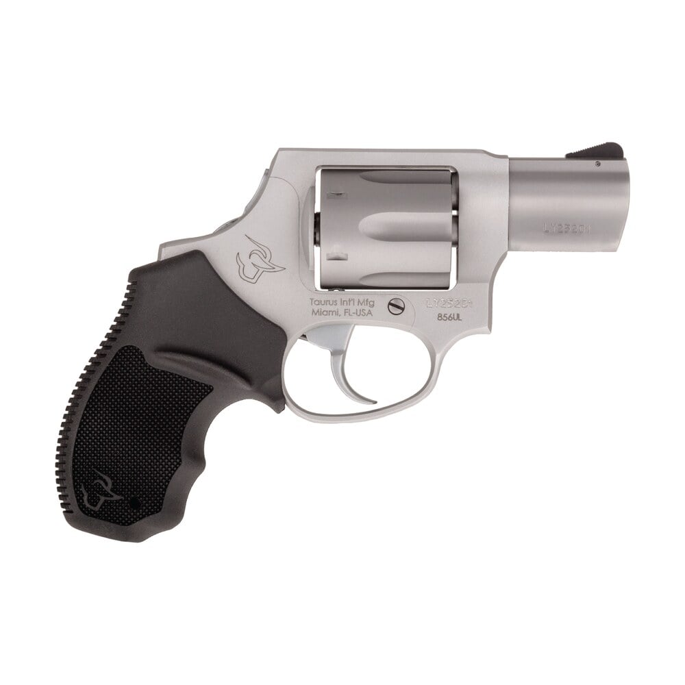 taurus 2856029ulch 856 ultra lite 38 special +p 6 shot 2" barrel, overall matte finish stainless steel, concealed hammer frame, finger grooved black rubber grip Taurus 2856029ULCH 856 Ultra-Lite 38 Special +P 6 Shot 2" Sports South item 112524