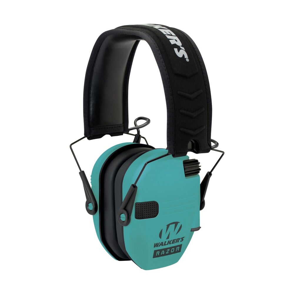 walker's gwprsemltl razor slim electronic muff 23 db over the head black/teal polymer Walker's GWPRSEMLTL Razor Slim Electronic Muff 23 dB Over the Head Black/Teal Polymer Sports South item 112622