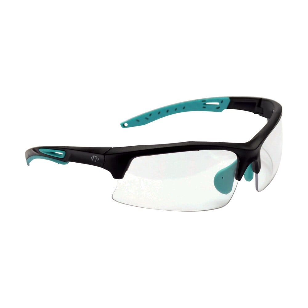 walker's gwptlsglclr sport glasses adult clear lens polycarbonate black with teal accents frame Walker's GWPTLSGLCLR Sport Glasses Adult Clear Lens Polycarbonate Black Sports South item 112624