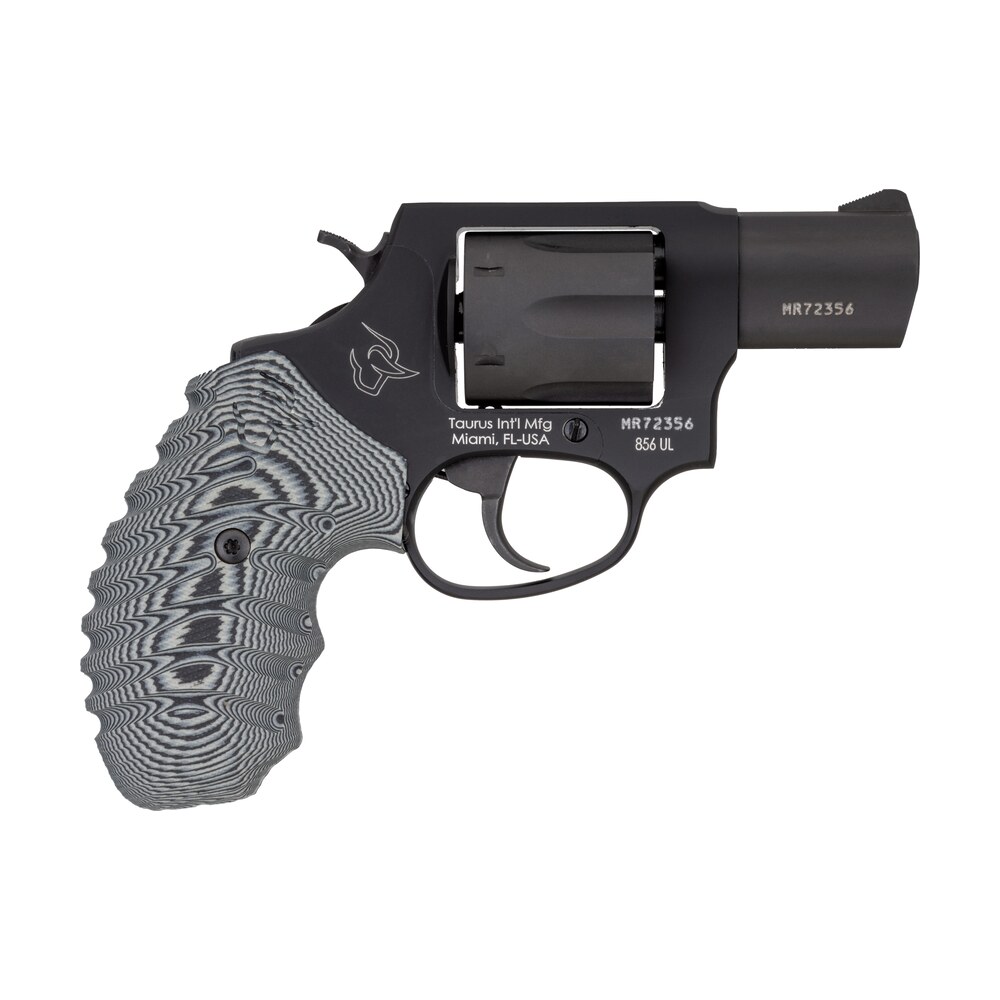 taurus 2856021ulvz13 856 ultra lite 38 special +p caliber with 2" matte black finish barrel, 6rd capacity matte black finish cylinder, matte black anodized finish aluminum frame & gray vz cyclone grip Taurus 2856021ULVZ13 856 Ultra-Lite 38 Special +P Caliber Sports South item 112697