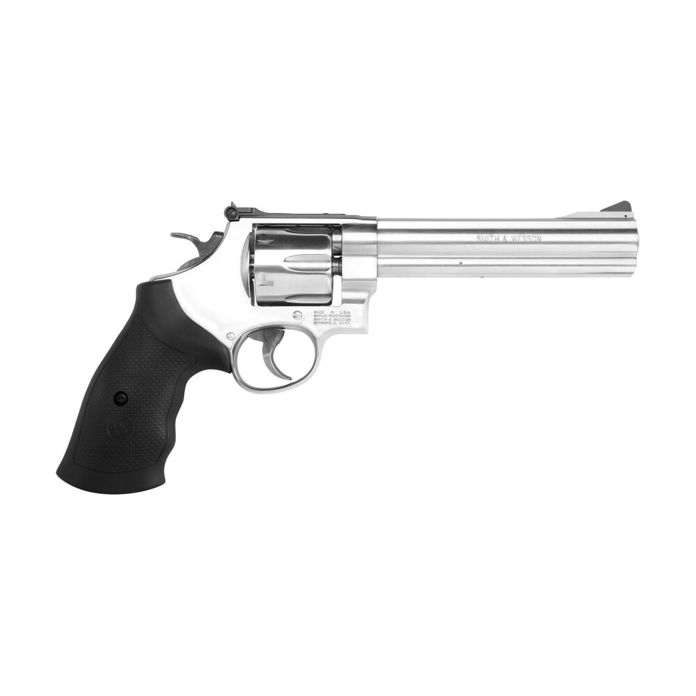 smith & wesson 12462 model 610 n frame 10mm auto/40 s&w 6 shot 6.50" stainless steel barrel, cylinder & frame, black finger grooved grip, internal lock safety, exposed hammer Smith & Wesson 12462 Model 610 N-Frame 10mm Auto/40 S&W 6 Shot 6.50" Stainless Steel Sports South item 112739
