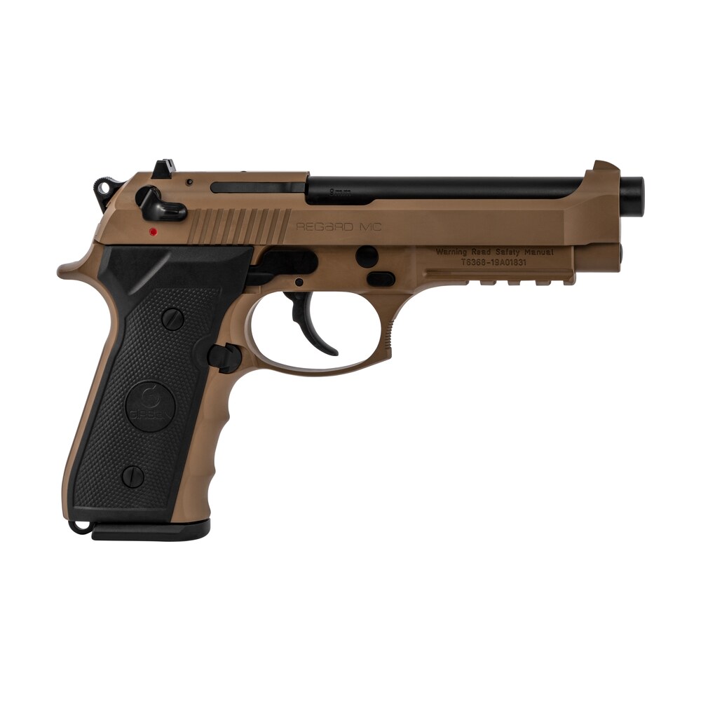 girsan 390084 regard mc 9mm luger caliber with 4.90" barrel, 18+1 capacity, overall flat dark earth finish, aluminum picatinny rail frame, serrated steel slide & finger grooved black polymer grip Girsan 390084 Regard MC 9mm Luger Caliber Sports South item 112807