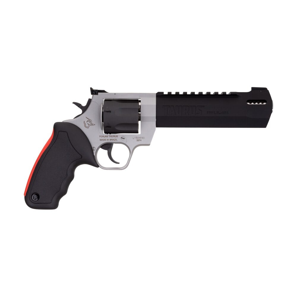 taurus 2454065rh raging hunter 454 casull 5rd 6.75" matte black oxide cylinder & barrel matte stainless steel frame black rubber with integrated red cushion insert grip Taurus 2454065RH Raging Hunter 454 Casull 5rd 6.75" Matte Black Oxide Cylinder & Barrel Sports South item 112915