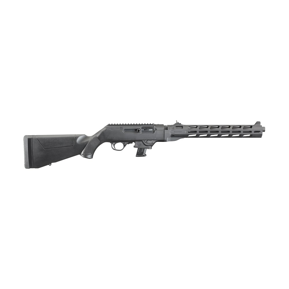 ruger 19116 pc carbine *ca compliant 9mm luger 10+1 16.12" fluted barrel, type iii hard coat anodized aluminum alloy receiver, synthetic stock, m lok accessory slots, optics ready Ruger 19116 PC Carbine *CA Compliant 9mm Luger 10+1 16.12" Fluted Sports South item 113037