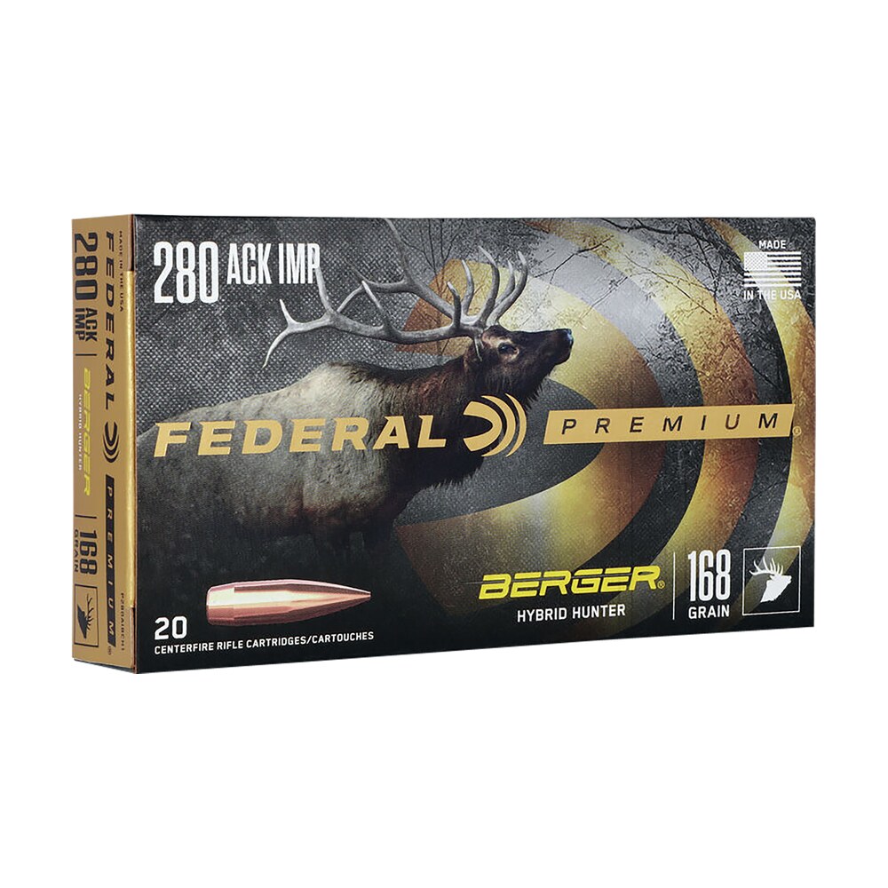federal p280aibch1 premium 280ackley improved 168gr berger hybrid hunter 20 per box/10 case Federal P280AIBCH1 Premium 280Ackley Improved 168gr Berger Hybrid Hunter 20 Per Box/10 Case Sports South item 113549