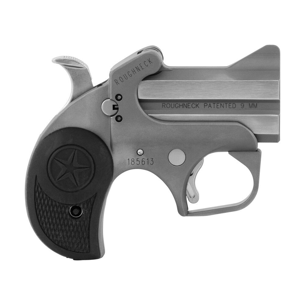 bond arms barn roughneck rough series 9mm luger 2 shot 2.50" rough matte stainless steel barrel & frame, black rubber grips Bond Arms BARN Roughneck Rough Series 9mm Luger 2 Shot 2.50" Rough Matte Stainless Steel Barrel Sports South item 113659