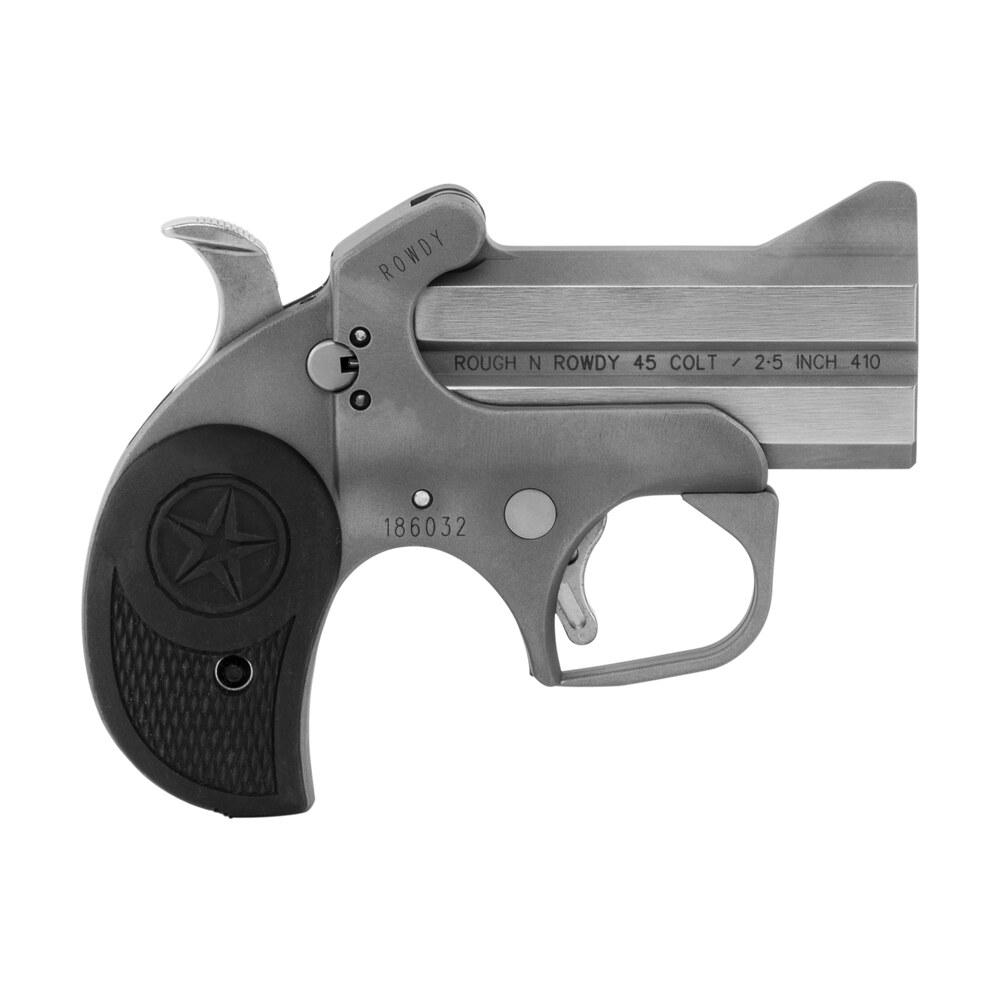 bond arms barw rowdy rough series 45 colt/410 gauge 2rd shot 3" stainless steel stainless steel frame black rubber grips Bond Arms BARW Rowdy Rough Series 45 Colt/410 Gauge 2rd Shot 3" Stainless Steel Stainless Steel Sports South item 113660
